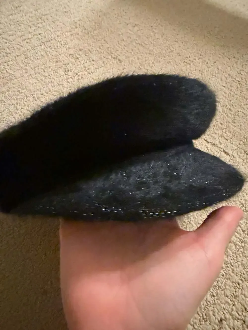 Nine West Black Fuzzy Sparkly Beret Hat